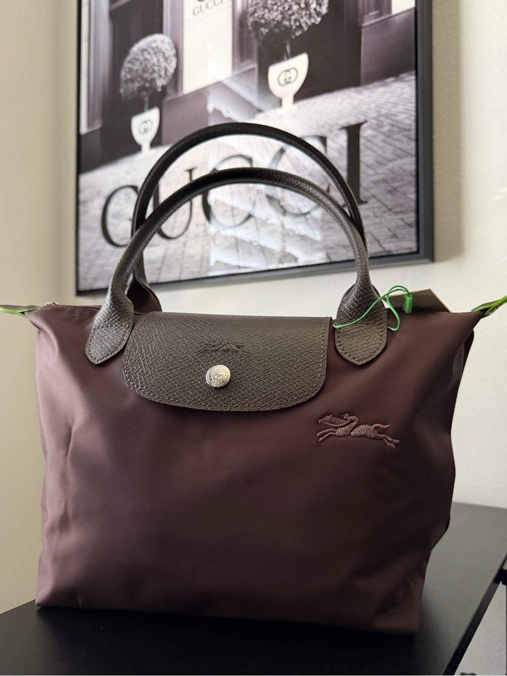 Longchamp Brown Tote with Dark Brown Leather Trim